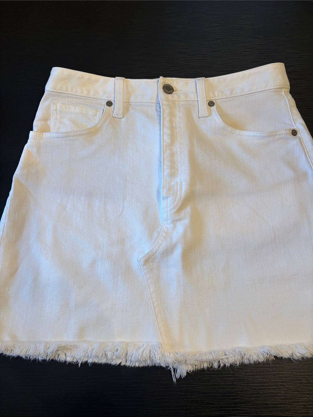 Banana Republic White Denim Mini Skirt with Button and Zip Front
